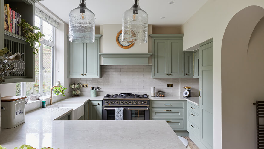 A beautifully handmade kitchen with exposed brick and solid timber in surbiton