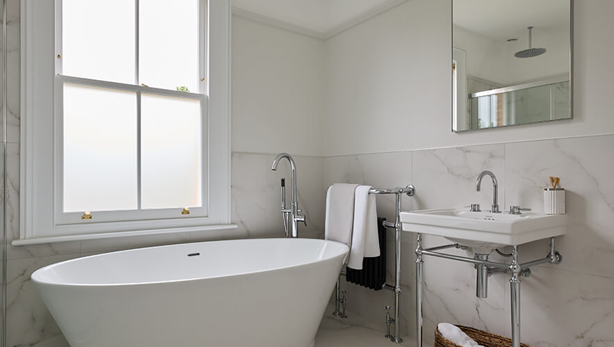 Classical Calacatta Family bathroom in Surbiton