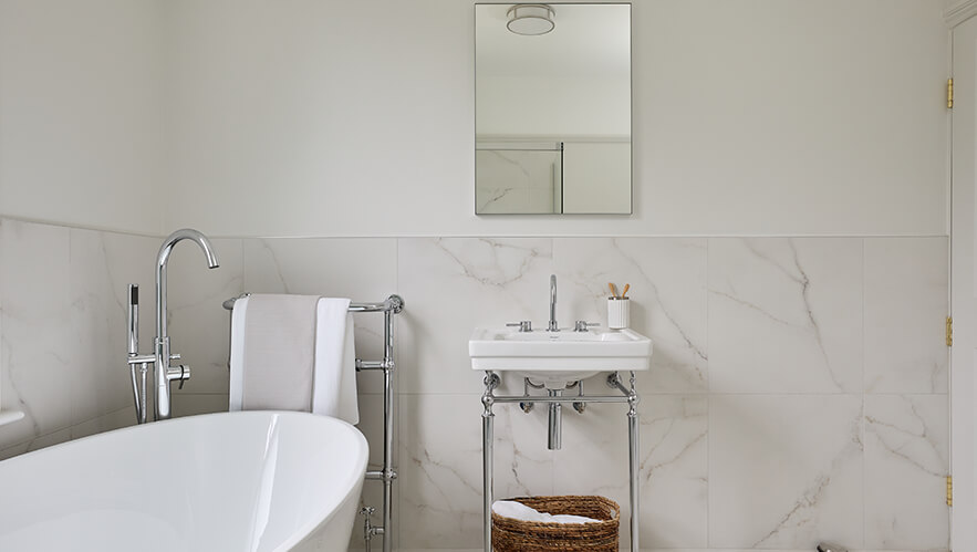 Classical Calacatta Family bathroom in Surbiton