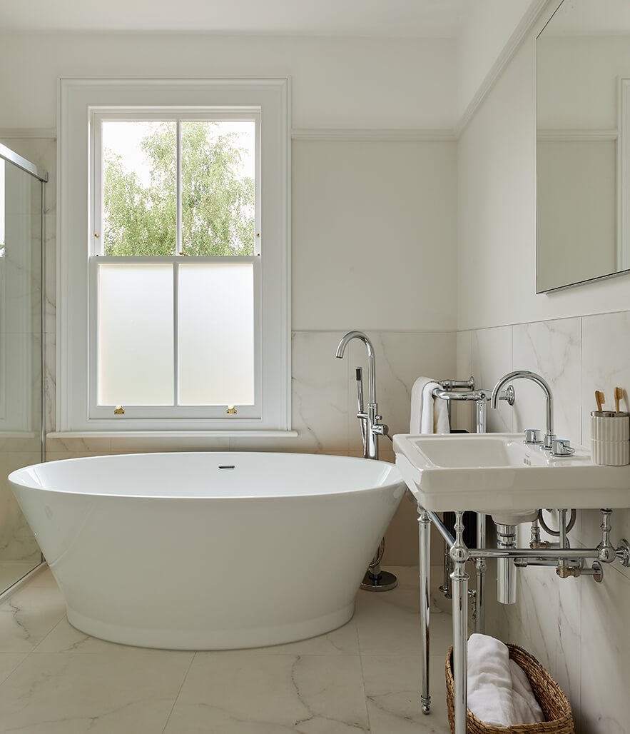 Classical Calacatta Family bathroom in Surbiton