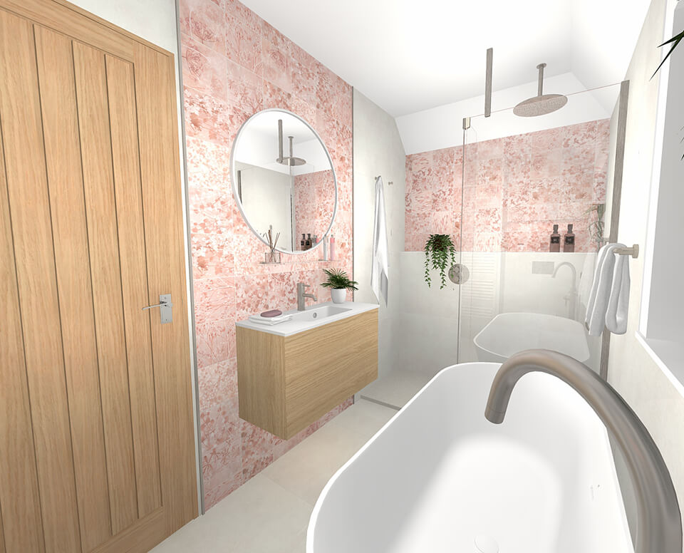 Wild botanical family bathroom in esher 3d