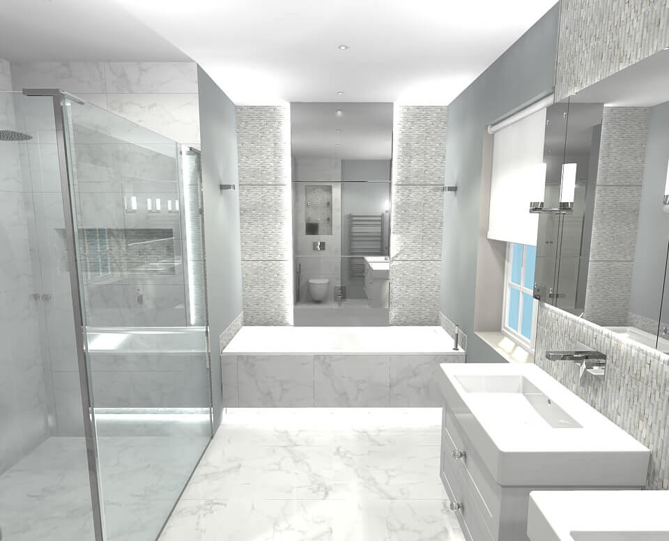 Beautiful Marble master bathroom in esher 3d