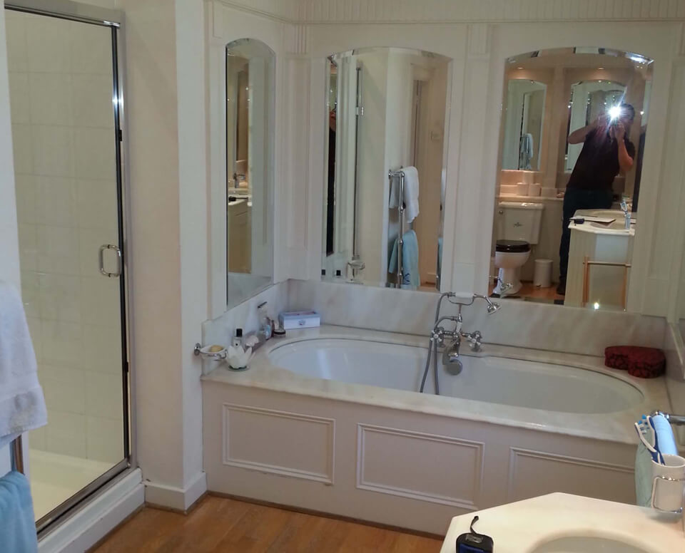 Beautiful Marble master bathroom in esher Before