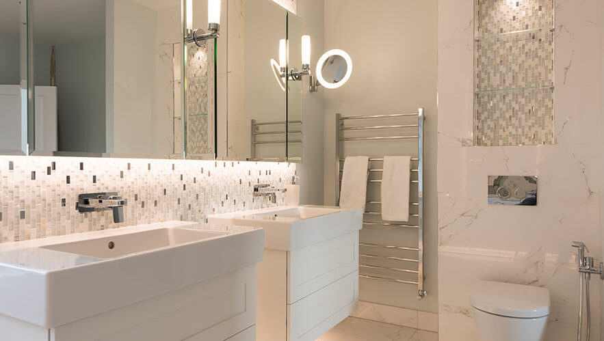 Beautiful Marble master bathroom in esher