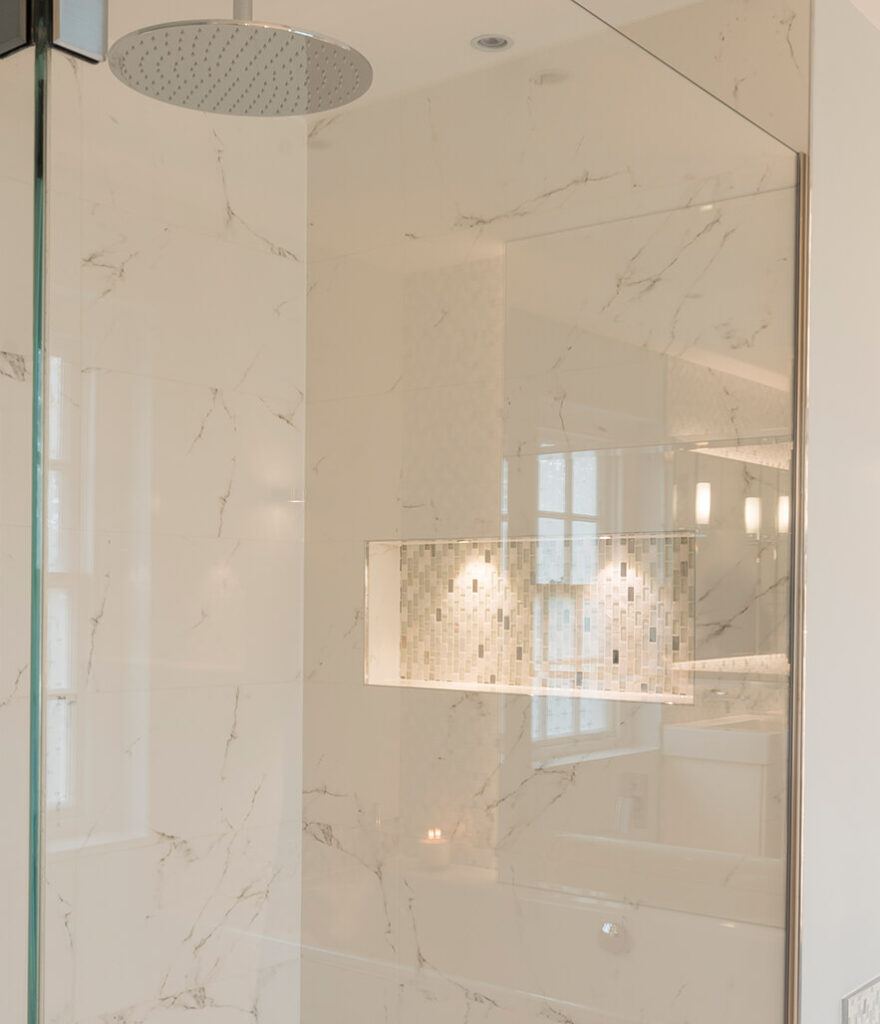 Beautiful Marble master bathroom in esher