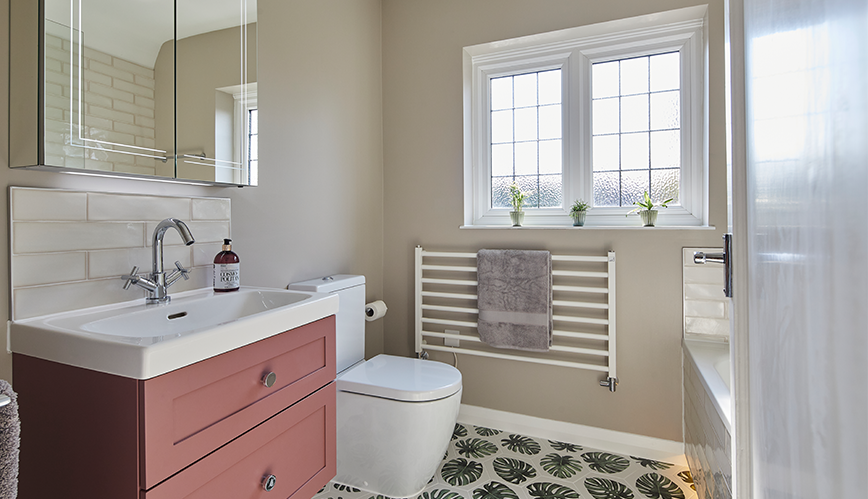Jungle leaf family bathroom in claygate