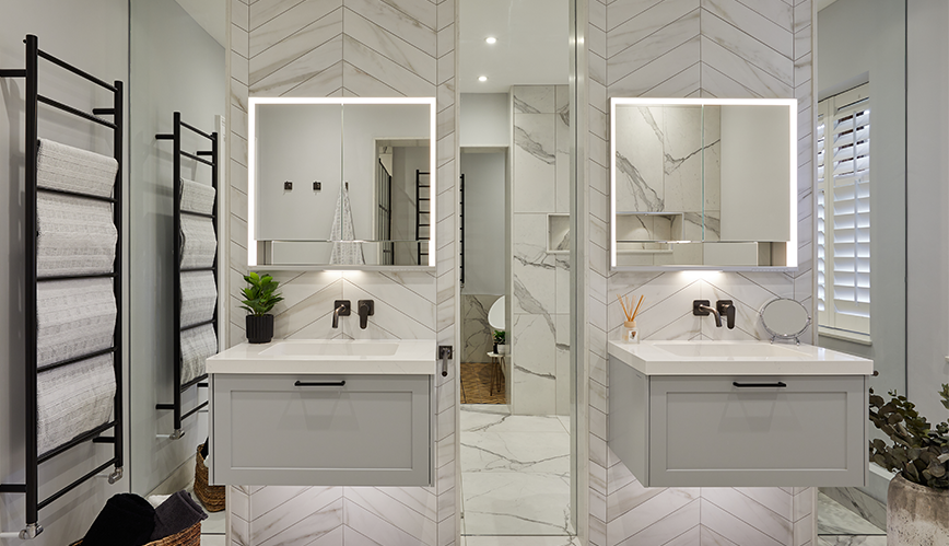 marble master en suite in oxshott
