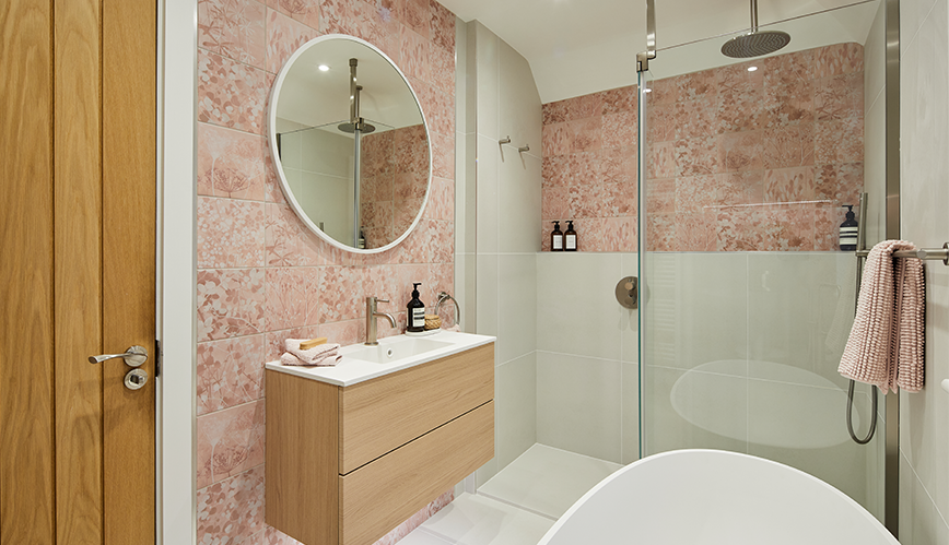 wild botanical family bathroom in Esher