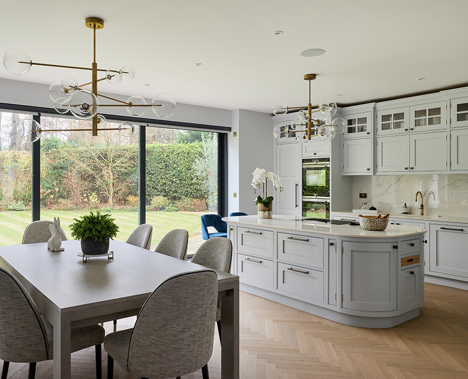 Ergonomic handmade Kitchen with an inviting entertainment space in Cobham after