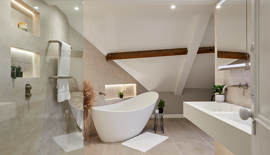 minimalist master en suite in Ockham